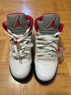 Jordan Kids White/Red/Gray High-Top Sneakers